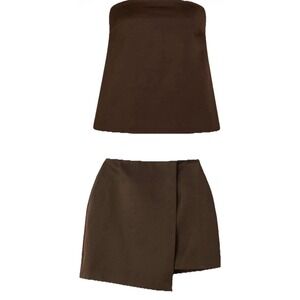 By Malene Birger 2-piece Set Brown Satin Top & Skirt 34